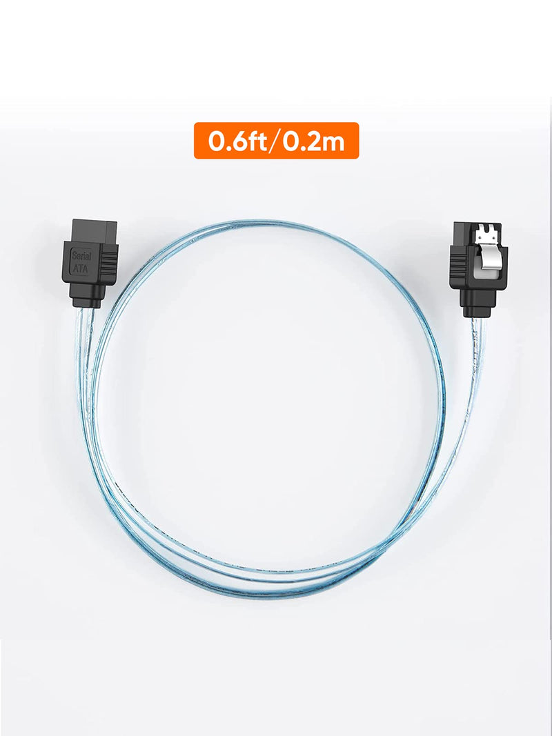  [AUSTRALIA] - CableCreation SATA III Cable, [5-Pack] 8-inch SATA III 6.0 Gbps 7pin Female Straight to Straight Female Data Cable with Locking Latch, 0.6 FT Blue 0.6FT