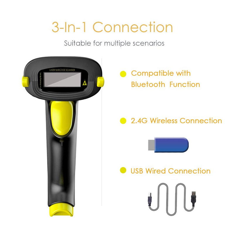 NADAMOO Wireless Barcode Scanner Compatible with Bluetooth, USB 1D Bar Code Reader for Inventory Management, Work with Windows/Mac OS/Linux Computer, Made for iPhone, iPad, and Android - LeoForward Australia