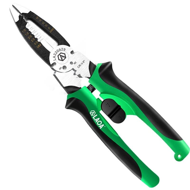  [AUSTRALIA] - LAOA Wire Stripper 9 Inch Cable Cutters 1-4mm² Stripping Wood Screw M3 M4 Nail Cutting Crimping Electrician Hand Tools 320929 LA320929