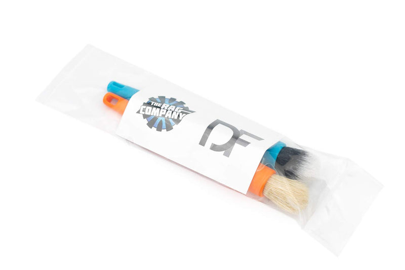  [AUSTRALIA] - DETAIL FACTORY (2-Pack Mini Detailing Brush Combo Kit with One Boar's Hair Brush + One Fine Detailing Brush [The Rag Company Special Edition] Mini ORANGE and BLUE