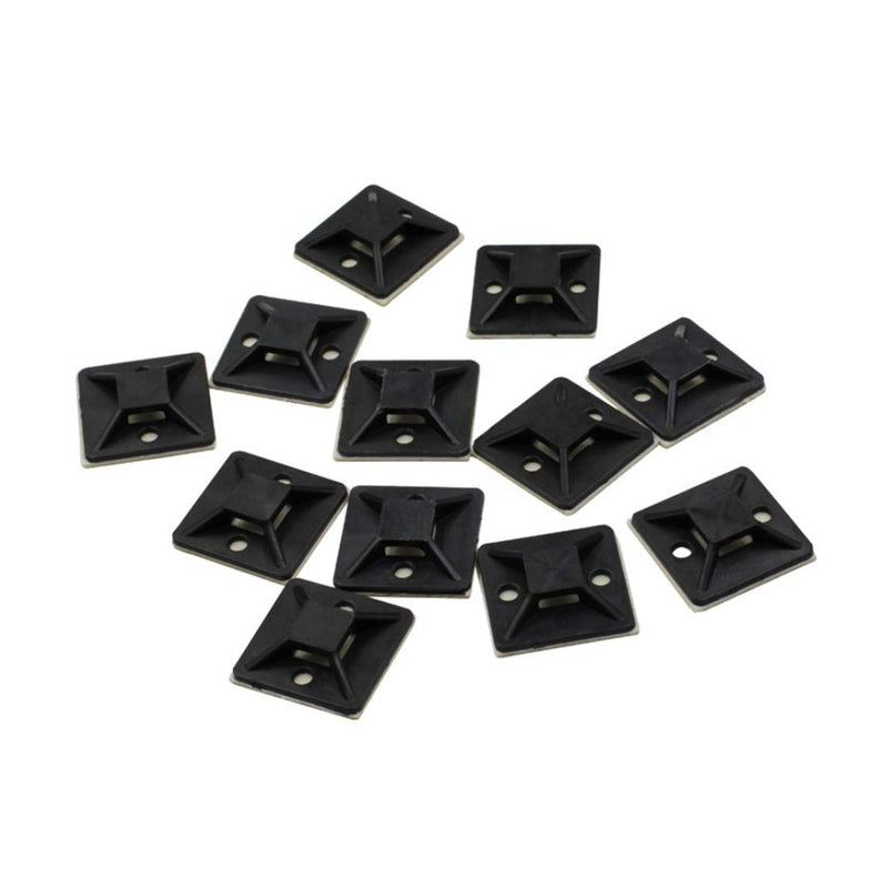  [AUSTRALIA] - Self Adhesive Cable Tie Mounts Base Holders perfect for Wire Clips Cable Management Zip Tie Screw Holes Durability Pro-grade UV Wire Holder(21mm x 21mm) Black, 100-Pack 100Pcs-Black-0.83 Inch-Cable Tie Mounts
