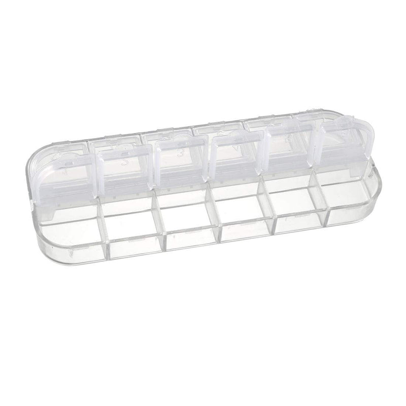  [AUSTRALIA] - uxcell Component Storage Box - Plastic Fixed 12 Grids w Separate Cover Electronic Component Containers Clear White 130x52x15mm Pack of 2