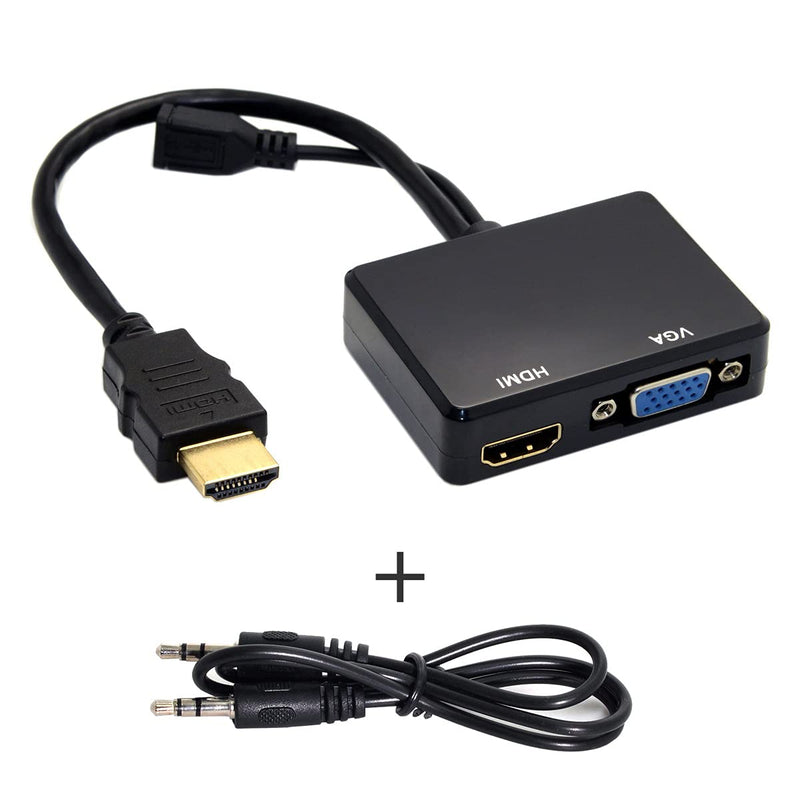  [AUSTRALIA] - Cablecc HDMI to VGA & HDMI Female Splitter with Audio Video Cable Converter Adapter For HDTV PC Monitor