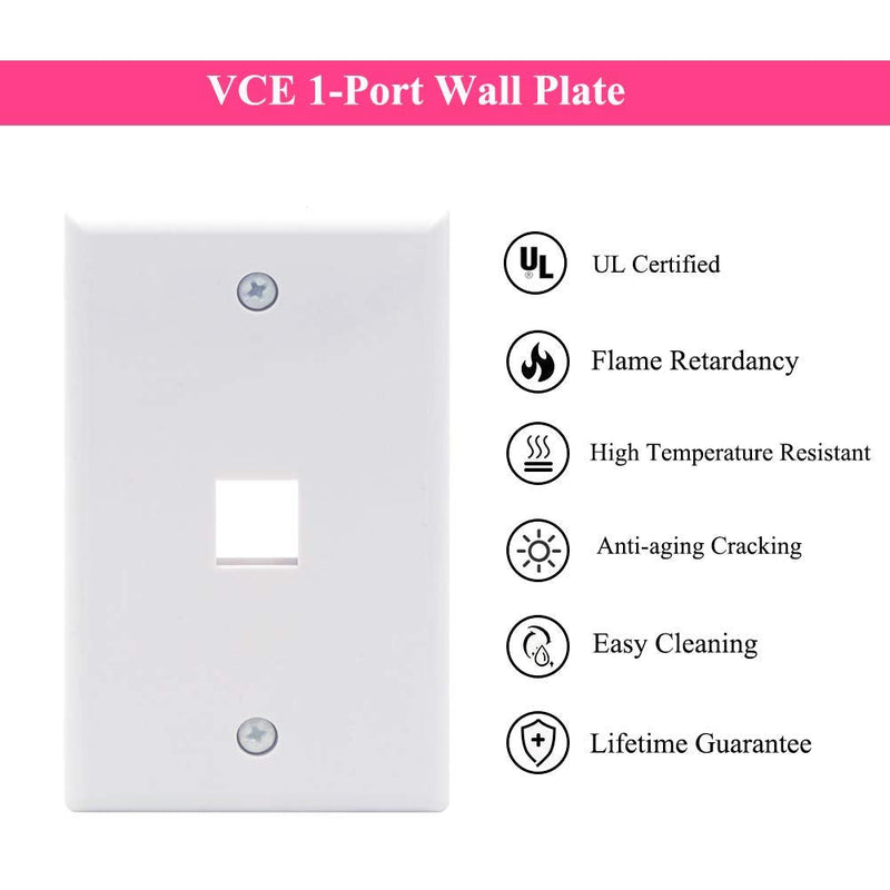  [AUSTRALIA] - VCE 1 Port Keystone Wall Plate 10-Pack Single Gang Wall Plate for Keystone Jack and Modular Inserts Bundle with 5-Pack 3 GHz Gold-Plated RG6 Coaxial Keystone Jack Insert