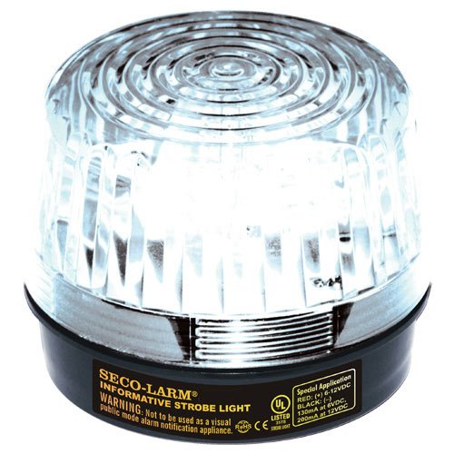  [AUSTRALIA] - Seco-Larm SL-1301-SAQ/C Clear Lens Strobe Light, 10 Vertical LED strips (54 LEDs) increase visibility from various directions, Built-in 100dB programmable siren, Six different flash patterns