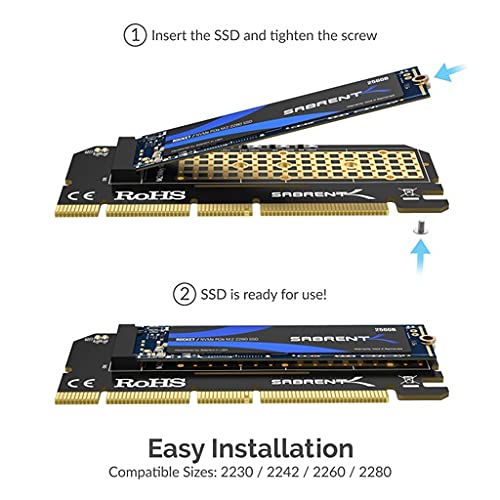  [AUSTRALIA] - SABRENT NVMe M.2 SSD to PCIe X16/X8/X4 Card with Aluminum Heat Sink (EC-PCIE) Black