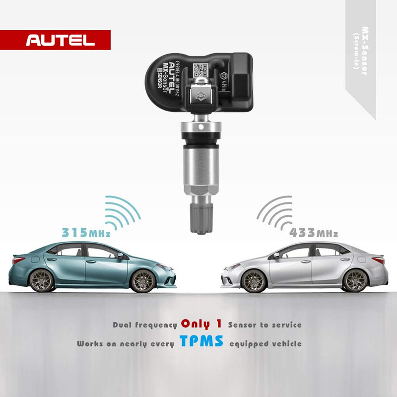 Autel MX-Sensor 2 in 1 (315MHz + 433MHz)(Screw-in) 100% Cloneable TPMS Programmable Sensors for Tire Pressure Monitoring System (Metal Valves) 2 in 1 Sensor (Metal Valves) - LeoForward Australia