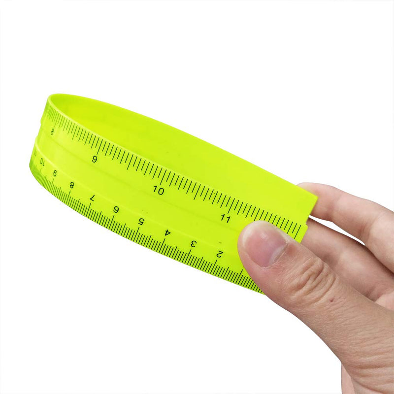 [AUSTRALIA] - 16 Pieces Flexible Rulers 12 Inch Plastic Ruler Straight Measuring Tool for Student School Office(Colorful)