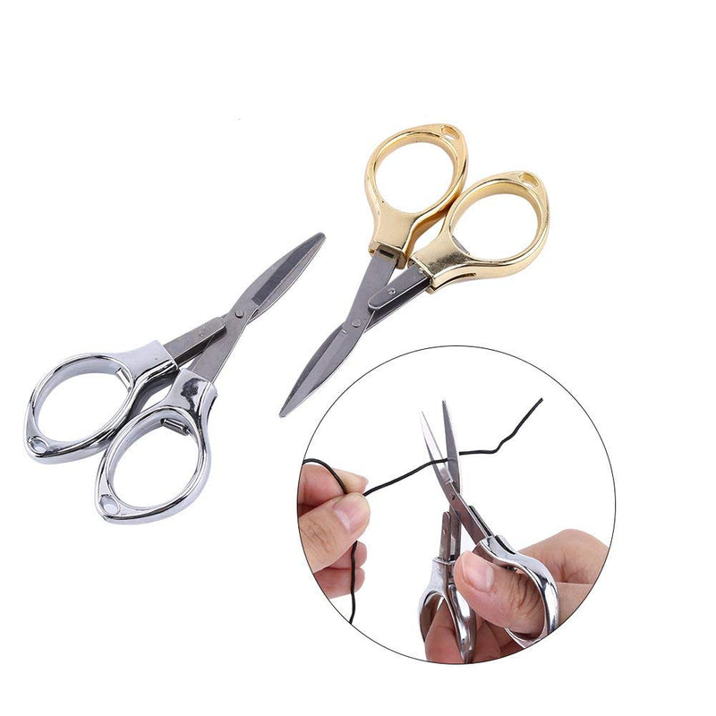  [AUSTRALIA] - Mini Folding Scissors Stainless Steel Cutter with Keyring Hole Glassess Shaped Scissors for Travel/ School/Office/Crafts/Home/Camping/ Manual Working(sliver)