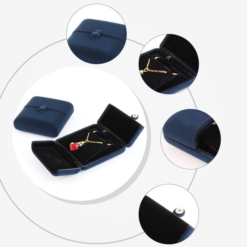  [AUSTRALIA] - iSuperb Royal Blue Velvet Necklace Pendant Box Jewelry Gift Box Bracelet Chain Earrings Display Storage Case for Christmas Engagement Proposal Big Pendant Box