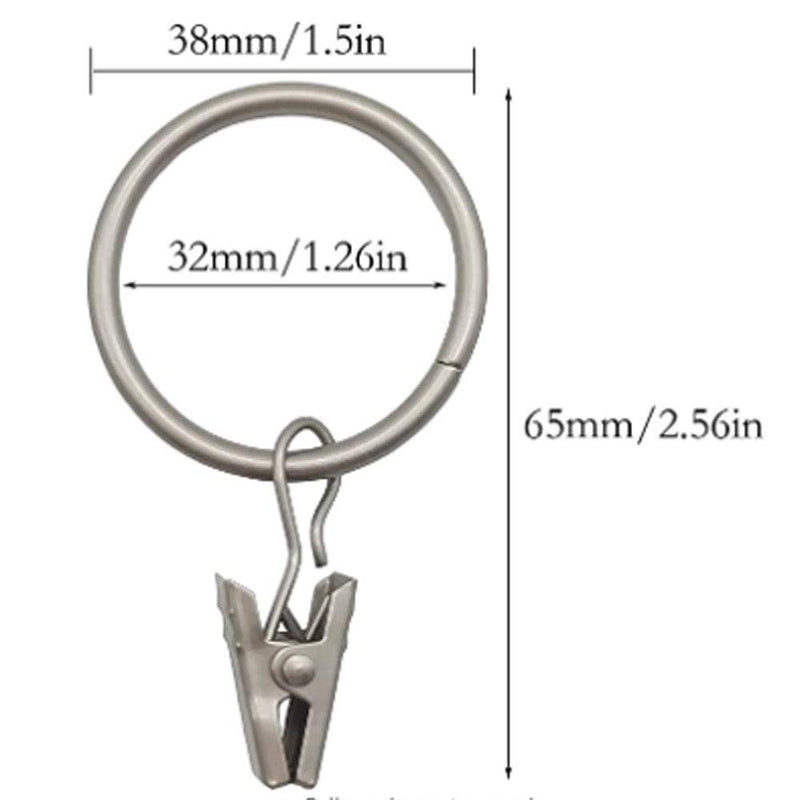  [AUSTRALIA] - K Y KANGYUN 20 Pack Rings Curtain Clips Strong Metal for Decorative Drapery Window Rustproof Strong Metal Decorative Drapery Window Curtain Ring with Clip 1.5'' Interior Diameter Silver