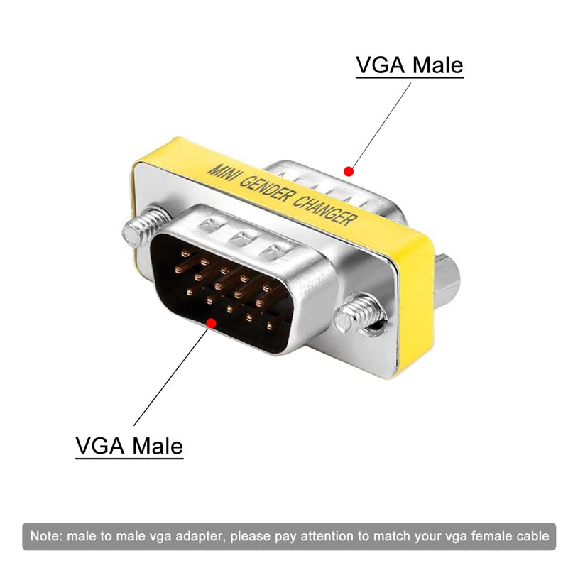  [AUSTRALIA] - VGA Coupler Male Connector 2-Pack, UV-CABLE HD15 VGA/SVGA KVM Male to Male Gender with Gold-Plated 3cm vga male to male