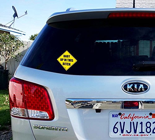  [AUSTRALIA] - Zone Tech "Baby Up in This Bitch Vehicle Safety Sticker - Premium Quality Convenient Reflective Baby Up On This Bitch Vehicle Safety Funny Sign Sticker