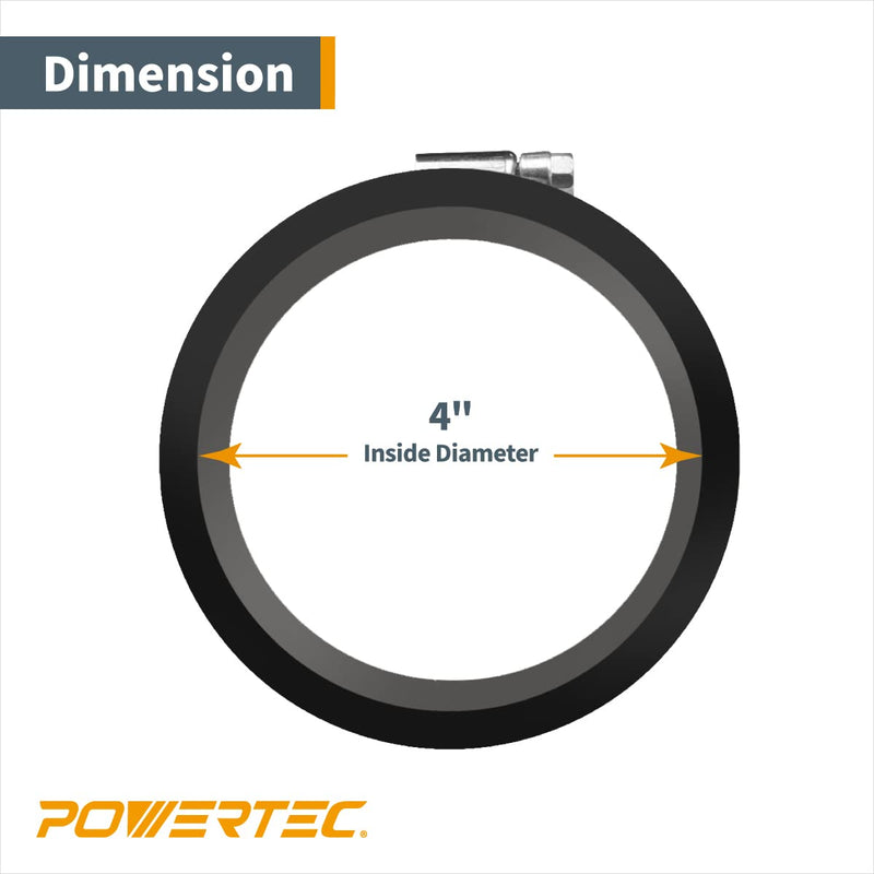  [AUSTRALIA] - POWERTEC 70149 Dust Control Flex Cuff with Steel Clamps, 4-Inch