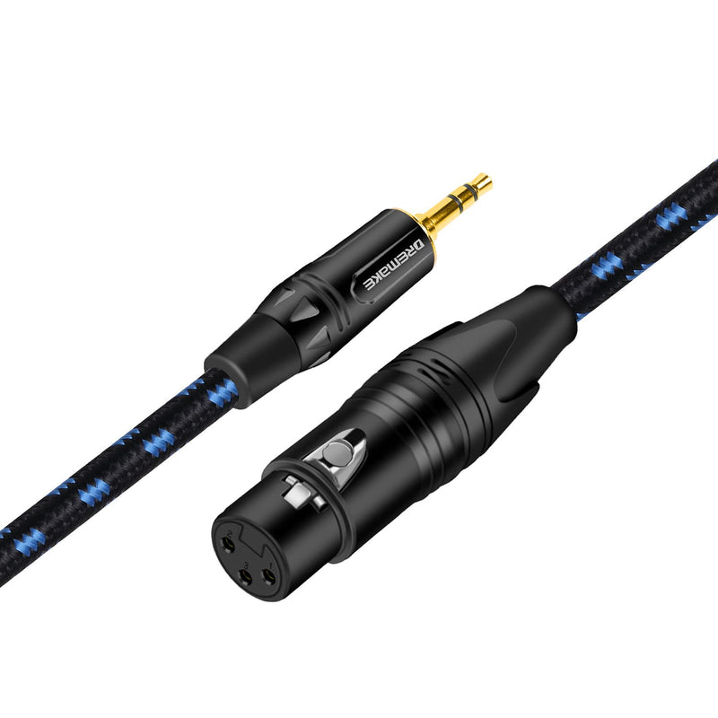  [AUSTRALIA] - DREMAKE 3.5mm Jack Stereo to XLR Mic Cable, XLR to 3.5mm Audio Cable, 10FT Unbalanced 3.5mm 1/8 Inch Male to XLR 3-Pin Female Interconnect Adapter Cord for PCs, Phones, Amplifiers - Black Blue Tweed 10FT/3M