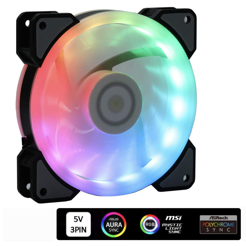  [AUSTRALIA] - LEDdess X390-I Motherboard Control 120mm RGB Fan, Motherboard Sync for CPU Cooler, Water Cooling Radiators, PC Case (5V 3PIN, Single Rainbow Fan, B Series)