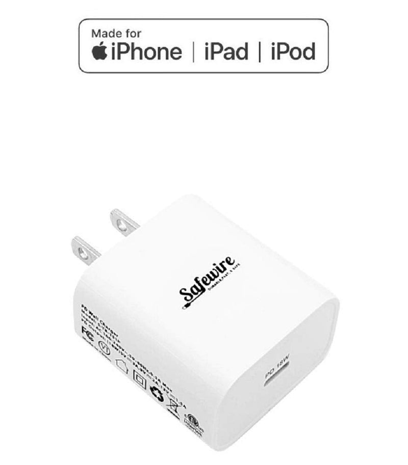  [AUSTRALIA] - Apple Certified iPhone Fast Charger - Ultra Durable 6ft USB C to Lightning Cable and 20W USB-C Power Adapter Wall Plug for iPhone 13 12 11 Pro Max XS XR X 8 Plus 7 6S 6 SE 5S 5C 5 iPad iPod (White)