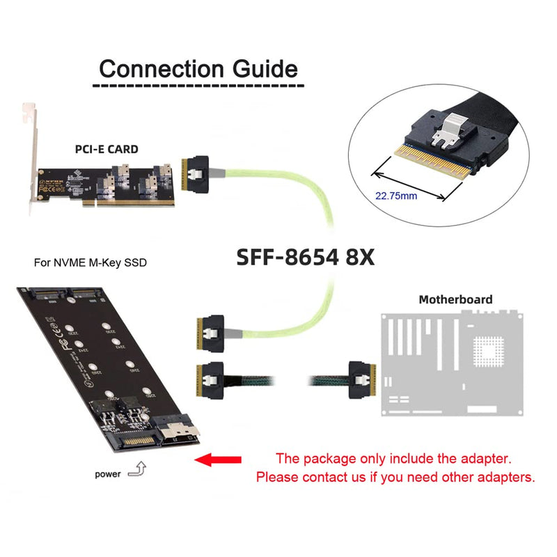 [AUSTRALIA] - NFHK Dual 2X NVME M.2 AHCI to PCIE Express 3.0 4.0 Slimline SFF-8654 8X Raid Card VROC Raid0 Hyper Adapter