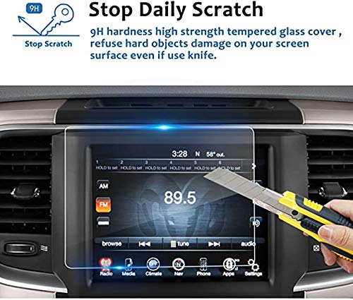  [AUSTRALIA] - LFOTPP Fit for 2013-2019 2020 Ram 1500 2500 3500 Uconnect 8.4 Inch Touchscreen Car Audio Display Screen Protector, Tempered Glass Car Navigation Protector High Clarity Anti-Scratch 8.4 Inch 1 PCS 1PCS Glass Protector