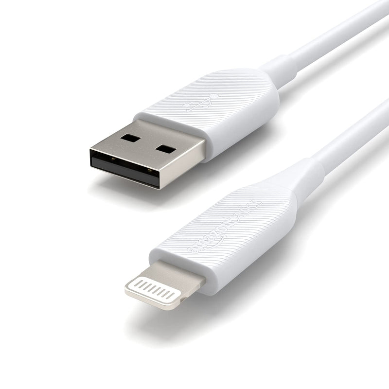 Amazon Basics ABS USB-A to Lightning Cable Cord, MFi Certified Charger for Apple iPhone, iPad, White, 3-Ft, 2-Pack - LeoForward Australia