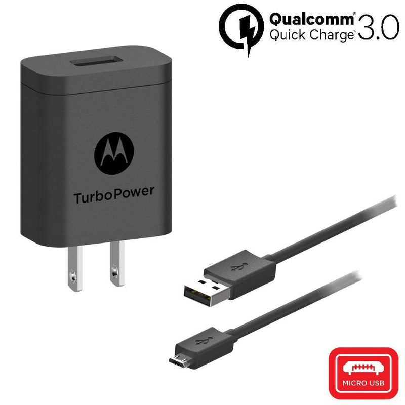  [AUSTRALIA] - Motorola TurboPower 18 QC3.0 Charger with 3.3 Foot Micro-USB Cable for Moto E5 Plus, E5 Supra, G5 Plus, G5S, G5S Plus, G6 Play/Forge [NOT for G6 or G6 Plus] (Retail Box) Wall Charger