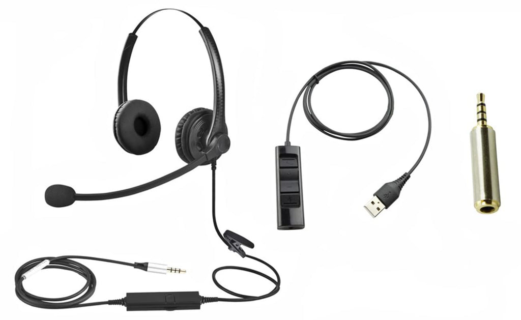  [AUSTRALIA] - 3.5mm Headset + 2.5mm + USB Adapter Headset Microphone for Business Skype Work from Home Call Center Office Video Conference Computer Laptop PC VOIP Softphone Telephone Noise Cancellation Headphone