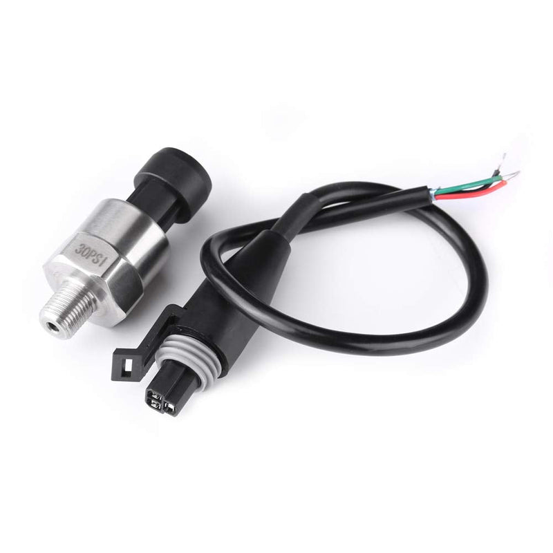  [AUSTRALIA] - 30 PSI Pressure Transducer Sender Sensor with Connector 1/8" NPT Thread Stainless Steel Pressure Transducer for Oil Fuel Air Water (30PSI) 30PSI