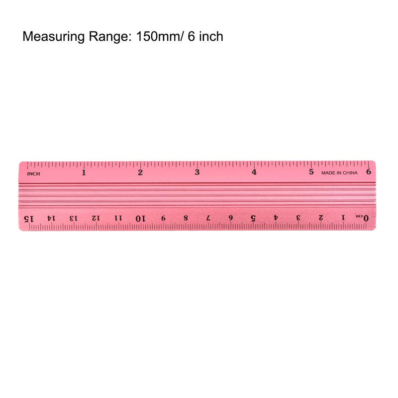  [AUSTRALIA] - uxcell Aluminum Ruler 6 Inches Precision Bevel Edge Metal Ruler Metric and Imperial Ruler for Engineer Drafting Sewing Measuring, Red 6 Inch