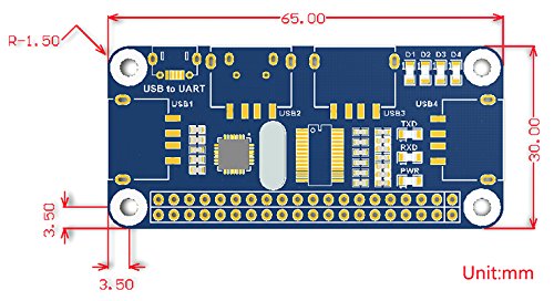  [AUSTRALIA] - Raspberry pi 4 Port USB HUB HAT Compatible with USB2.0 1.1 for Various Version of Raspberry Pi Perfectly Fit Zero/Zero W/Zero WH Serial Debugging Onboard USB to UART