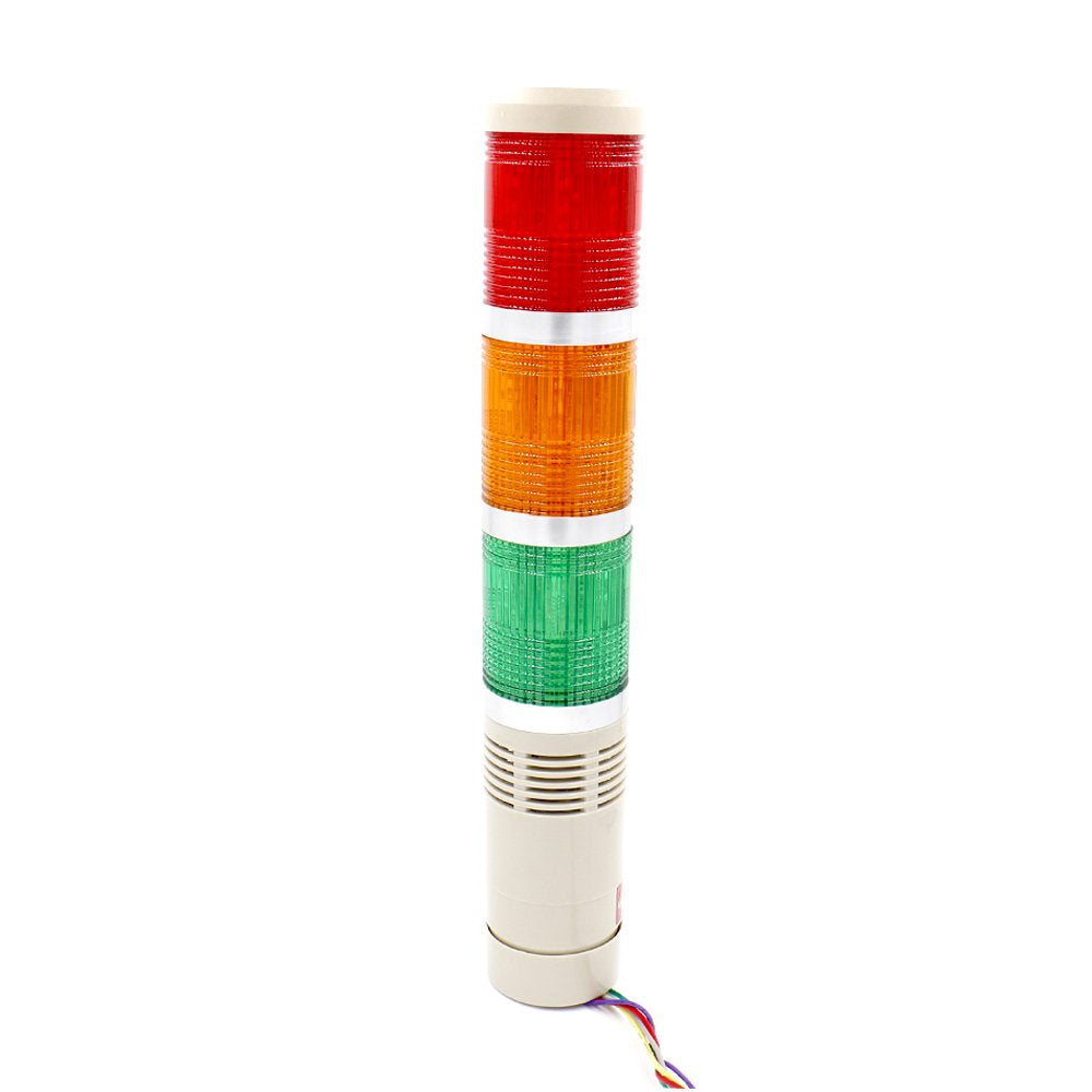  [AUSTRALIA] - Baomain Industrial Signal Light Column LED Alarm Round Tower Light Indicator Flash Light Warning Light Buzzer Red Green Yellow AC 110V