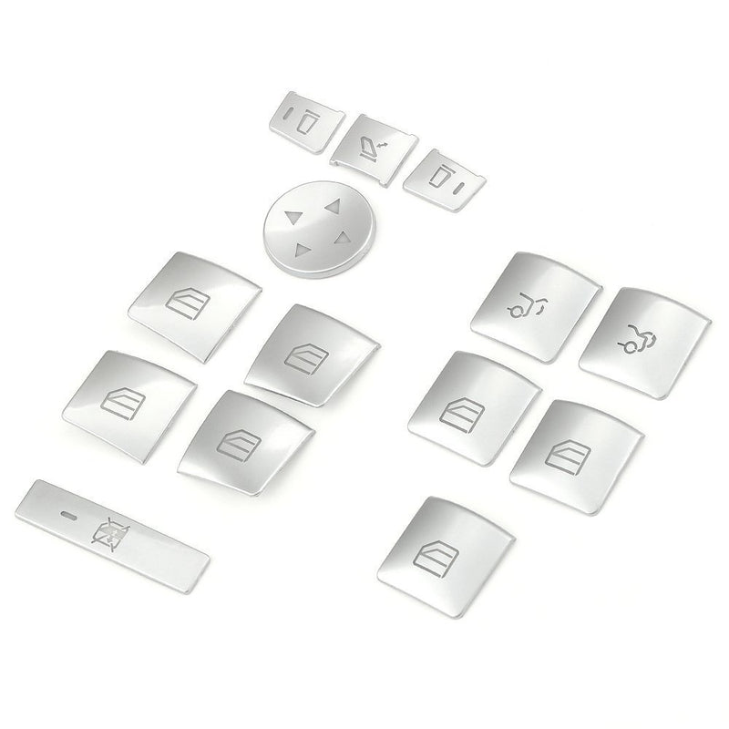 Duoles 14 Pieces Car Window Glass Lift Button Trim Cover Sticker for Mercedes Benz A/B/C(W204)/E(W212)/GLA/CLA/GLK/GL/ML/GLE-Class - LeoForward Australia