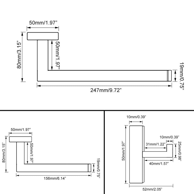 GERZWY Bathroom Hardware Accessories Sets SUS304 Stainless Steel Bath Shower Set 3-Pieces(Robe Hook Toilet Paper Holder Towel Bar) Contemporary Style, Matte Black IG18567-3BK - LeoForward Australia