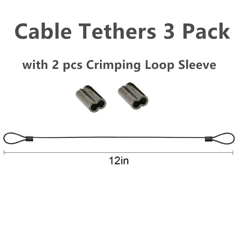  [AUSTRALIA] - 3 Pack Universal Cable Adapter Tethers (Black Color, 12 inch), Pre-Assembled, Tamper-Resistant Computer Dongle Lock Kit, Security Wire Tethering Tie for DVI, VGA, HDMI, DP Converter 3 PACK