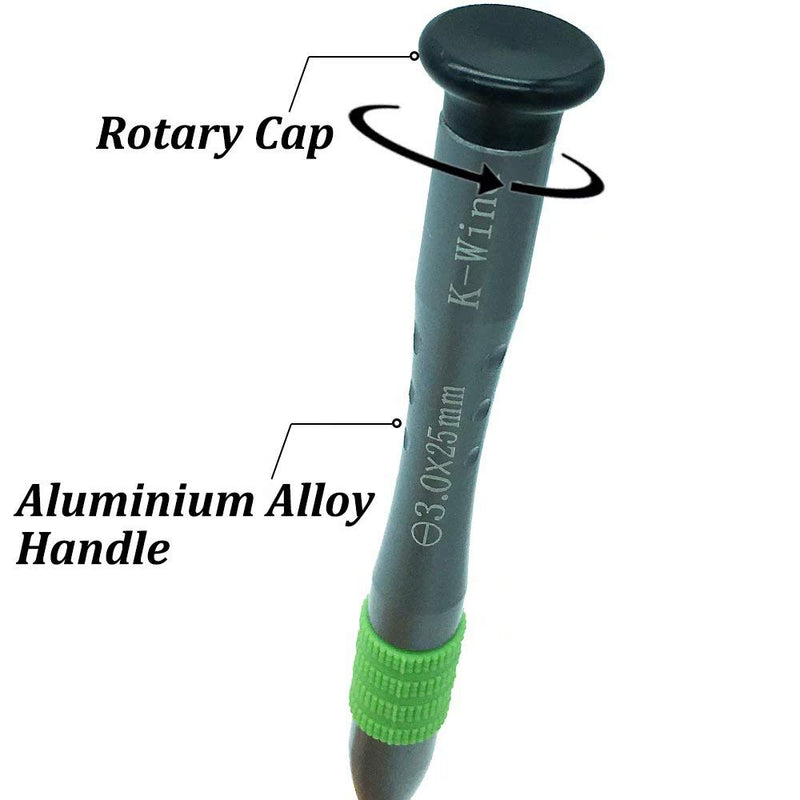 Flat Head Screwdriver 3.0mm, Slot-head Precision Screwdriver -3.0mm, S2 High Alloy Steel Flat Blade, Magnetic Tip, Rotating Cap, Anti-slip Grip, Small Slotted Screwdriver Hand Tool for Maintenance Flat head 3.0mm - LeoForward Australia