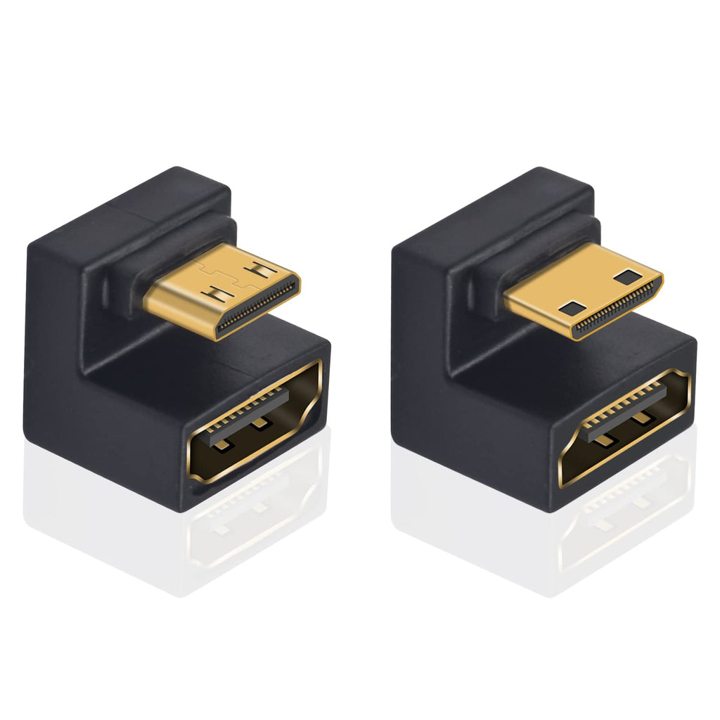  [AUSTRALIA] - Poyiccot U Shaped Mini HDMI to HDMI Adapter, 180 Degree Angled Mini HDMI Male to HDMI Female Adapter for 8K/4K 3D 1080P Digital Cameras, Monitors, DVRs (Up Down Angled Mini HDMI 2.1 Adapter)