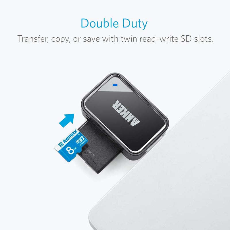 Anker 2-in-1 USB 3.0 SD Card Reader for SDXC, SDHC, SD, MMC, RS-MMC, Micro SDXC, Micro SD, Micro SDHC Card and UHS-I Cards - LeoForward Australia