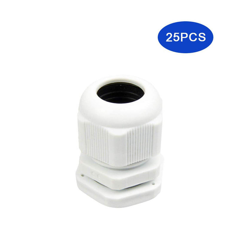  [AUSTRALIA] - Plastic Waterproof Adjustable Cable Glands Joints,White PG11 Nylon Cable Gland 25Piece