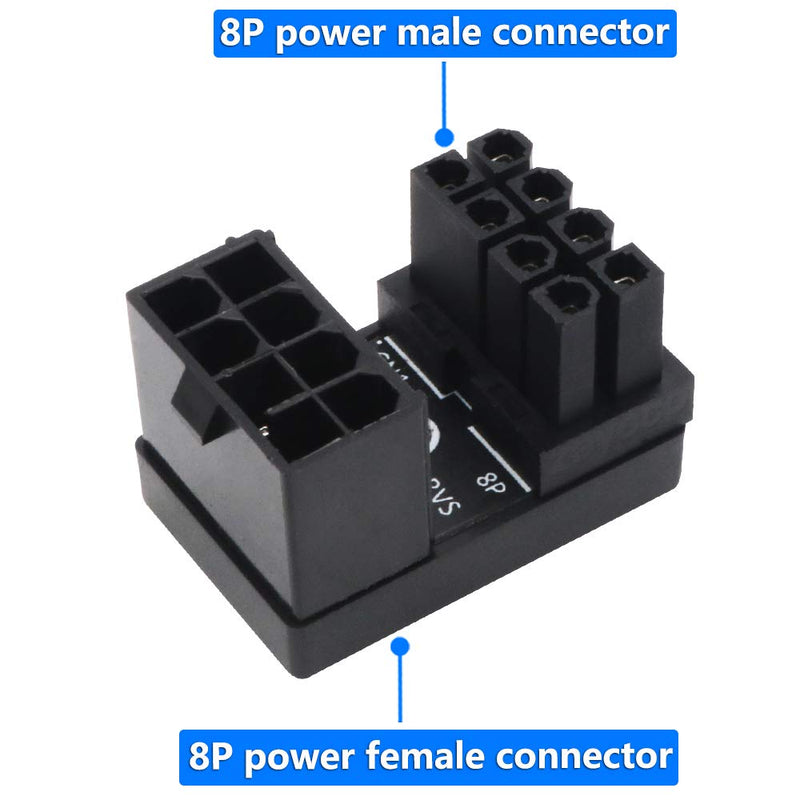 [AUSTRALIA] - BQZYX+ ATX 8Pin Female to 8pin Male 180 Degree Angled Adapter for Desktops Graphics Card Upgrade Version