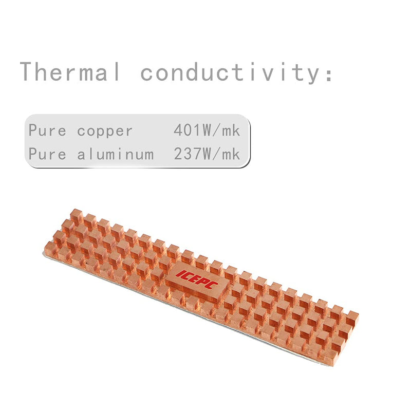 icepc M.2 22110 Pure Copper Heatsink with Thermal Conductive Adhesive for Cooling M.2 NVME 22110 NGFF SSD Radiator, Suitable for Enterprise-Class Server or PC 22110 Solid State Disk 97x18x4mm - LeoForward Australia