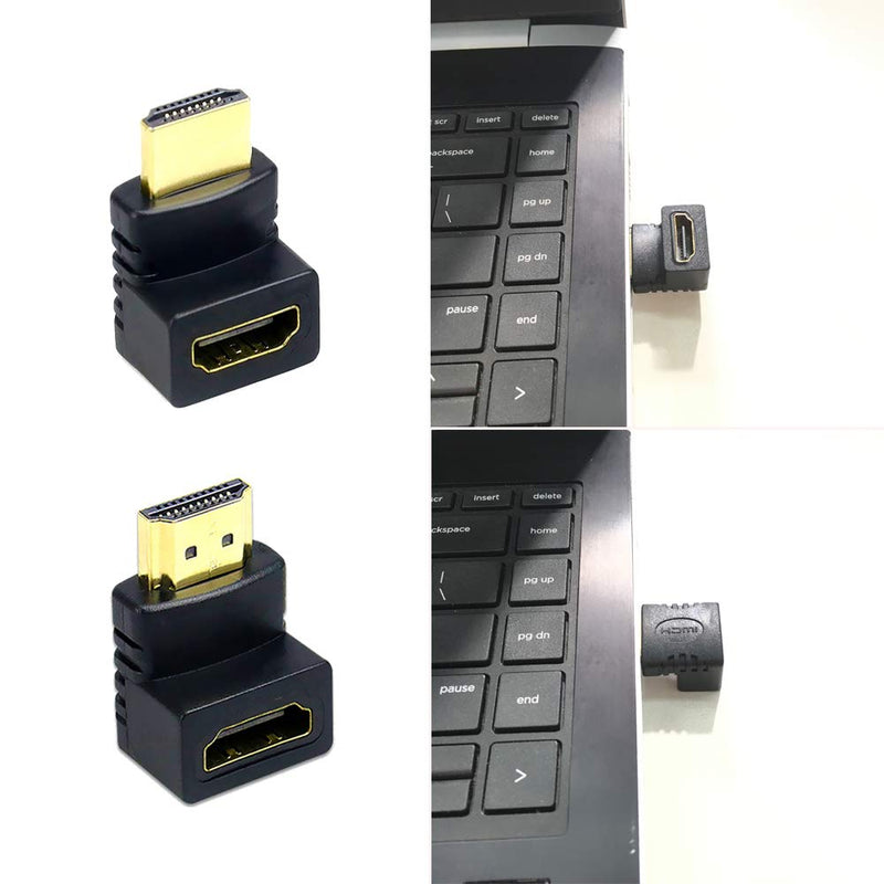  [AUSTRALIA] - AONTOKY 6Pack 3D and 4K HDMI Angled Adapter Combo 4 Pcs 90 and 270 Degree 2 Pcs Vertical Flat Left and Right 90 Degree Male to Female HDMI Adapter TV Connector