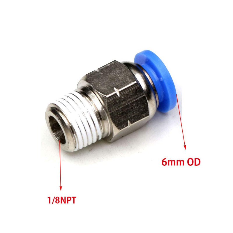  [AUSTRALIA] - 6mm Push to Connect 1/8 Inch NPT Air Fittings Push in Connectors Air Line Quick Connect Fittings,CEKER 6mm OD Tube Fittings Pneumatic Fittings Air Hose Fittings 3D Printer Accessories 10Packs 6MM OD X 1/8" MNPT 10