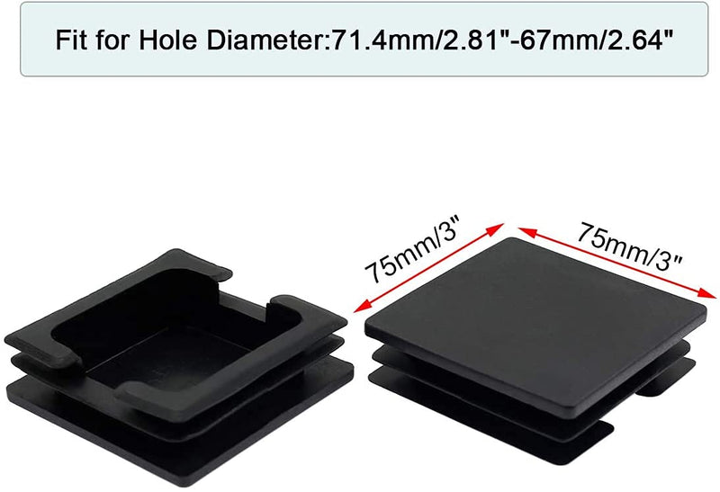  [AUSTRALIA] - 8 Pack 3 Inch Square Plastic Plugs -3 x 3 End Caps -75mm×75mm Insert End Caps for Square Tubing Post 8