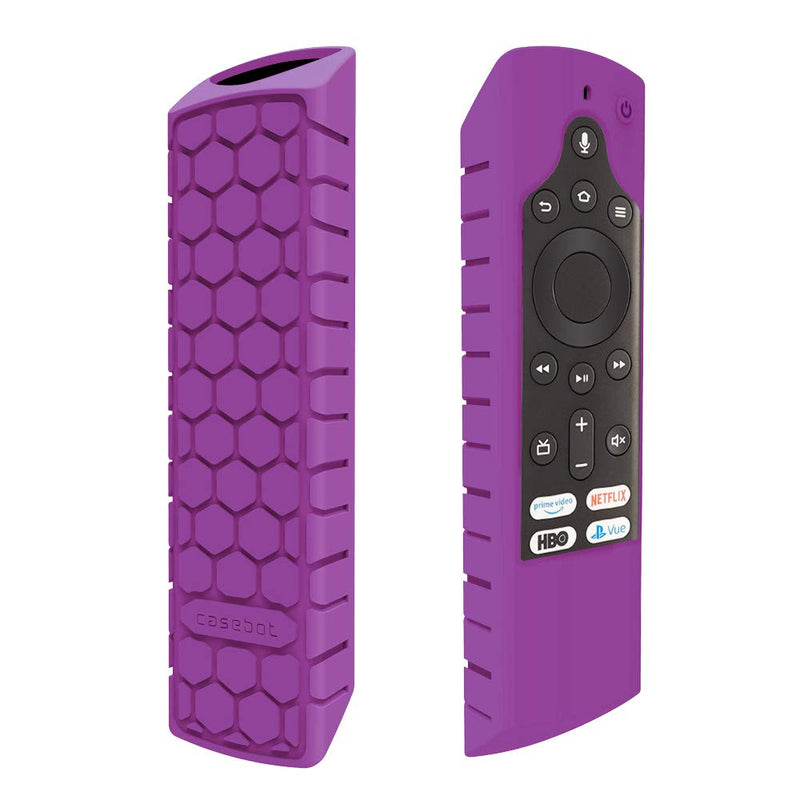  [AUSTRALIA] - CaseBot Silicone Case for Amazon Insignia Smart HD Fire TV Voice Remote (2019) - Honey Comb Series [Anti Slip] Shockproof Cover Compatible with Element Smart Fire TV Voice Remote, Purple