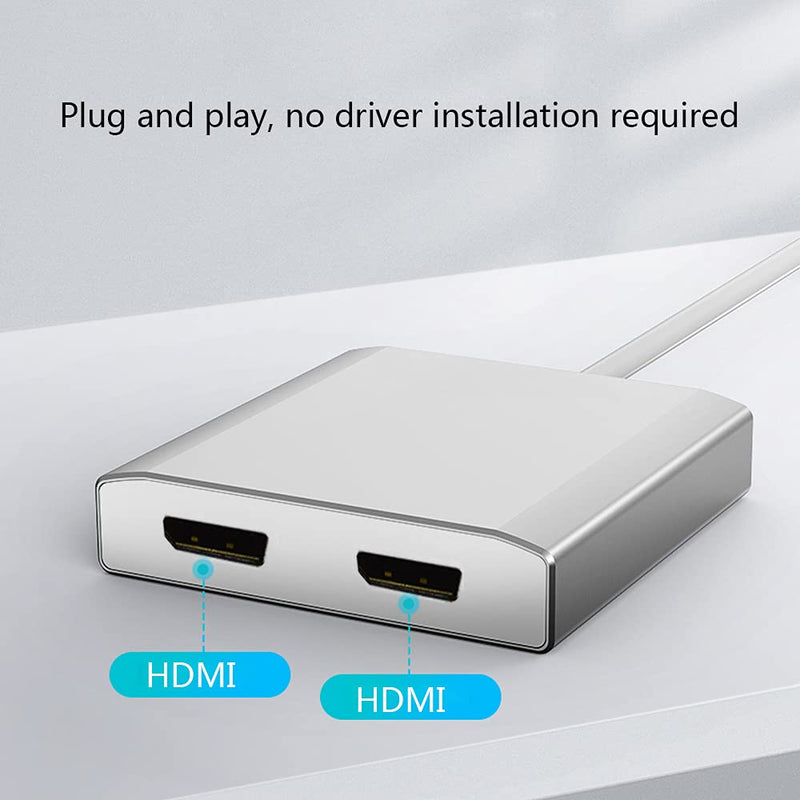  [AUSTRALIA] - WJESOG Mini Displayport to Dual HDMI Input 4K MST/SST Hub mDP to 2 HDMI Splitter Multi Stream Transport Hub, for Windows 、Mac 、System
