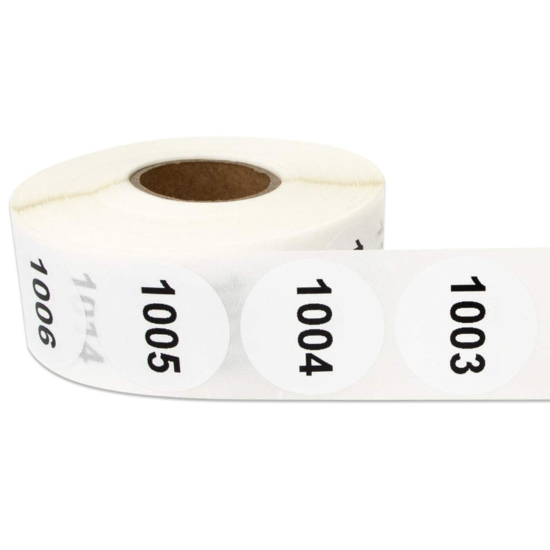 5 Rolls - Consecutive Number 0001 to 5000 Label Bundle for Inventory Counting Warehouse QC 1" Round White - 5000 Labels 5 Rolls White: 0001 to 5000 - LeoForward Australia