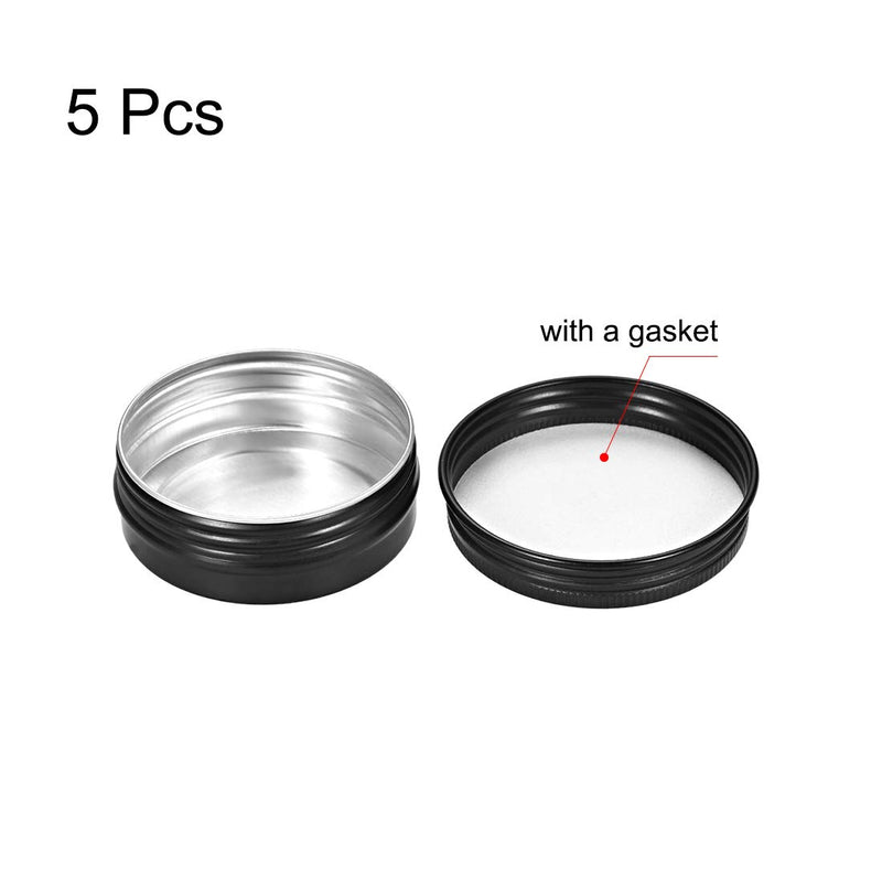 [AUSTRALIA] - uxcell 1 oz Round Aluminum Cans Tin Can Screw Top Metal Lid Containers for Crafts, Cosmetic, Candies Black 30ml 5pcs
