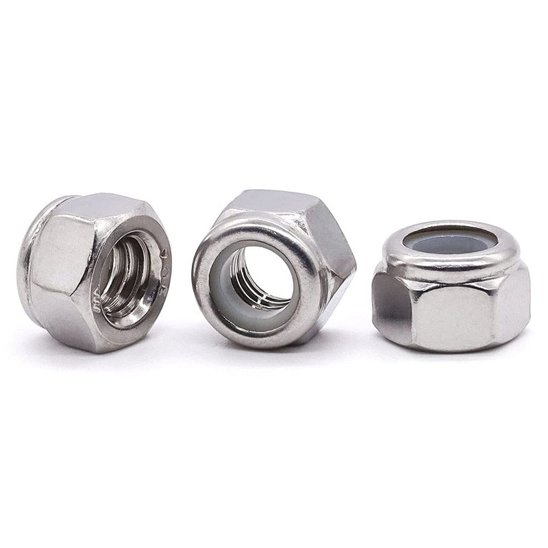 [AUSTRALIA] - Glvaner #10-24 Thread Size Stainless Steel Hex Locknuts with White Nylon Insert 304 Stainless Steel 18-8 100 Pack #10-24 ( 100 pcs)