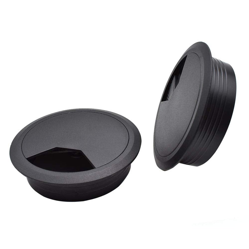  [AUSTRALIA] - 3-1/8 Inch (80mm) Black Wire Grommets and Cable Ties Kit ABS Plastic Desk Hole Cover Cord Organizer for Computer Desk Cabinet (2pcs Desk Grommets + 6pcs Reusable Ties) 80mm(3-1/8 inch)