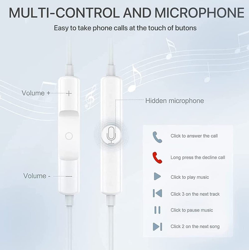  [AUSTRALIA] - Apple Earbuds Headphones with Lightning Connector【Apple MFi Certified】in-Ear Noise Cancelling Wired Earbuds Compatible with iPhone 14/13/12/11/XR/XS/8/7 - Support All iOS(Built-in Microphone & Volume) White-1PC