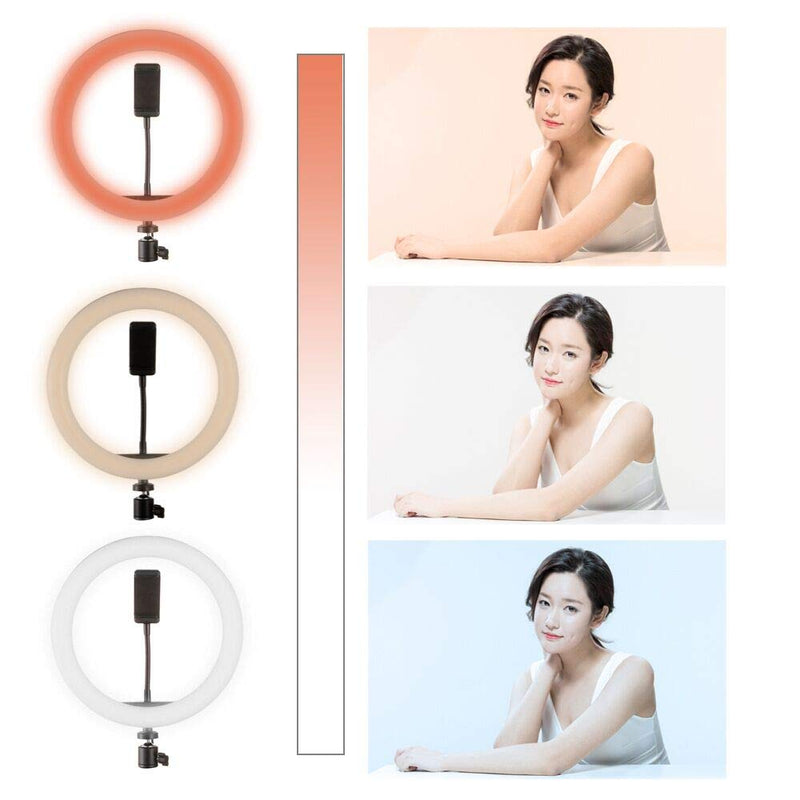  [AUSTRALIA] - Fotga 10" Selfie LED Ring Light w/Cell Phone Holder,Dimmable 3 Light Mode 3000K-5000K,for Live Stream Makeup,YouTube Vimeo Tiktok Vlog Video Shooting,Photography Lighting,1/4" Screw Mount,USB Power